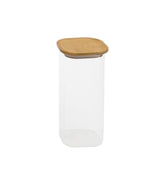 Pote de Vidro Empilhável com Tampa de Bambu Quadrado Mantimento 1,9 Litros - Ela Decora